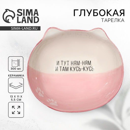 Тарелка глубокая керамическая Дорого внимание «Ням-ням», 300 мл, 13×11×5.5 см