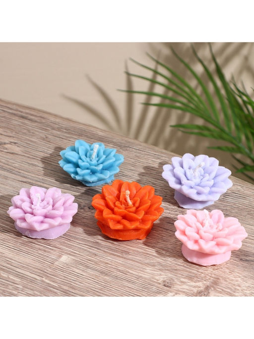 Цена за 2 шт. Свеча "Цветок" 5х5х2 см, соевый воск, микс