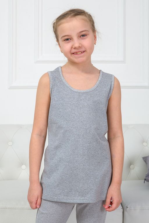 Майка подростковая из кулирки серый меланж - Амадэль фото 3