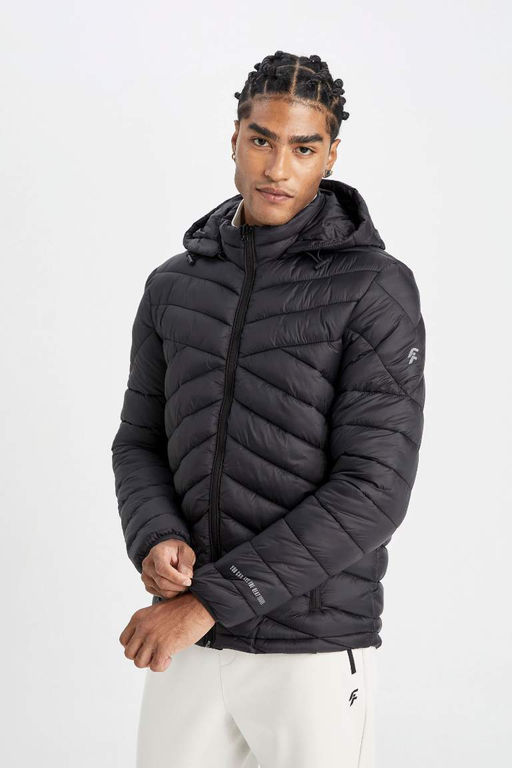 Водоотталкивающая приталенная куртка-пуховик DeFactoFit с капюшоном  фото 3