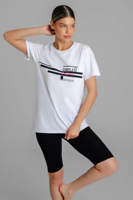 Арт. 5728 Костюм с велосипедками 42-50 (5 шт) Цвет:верх- белый, низ- черный - Калинка фото 9