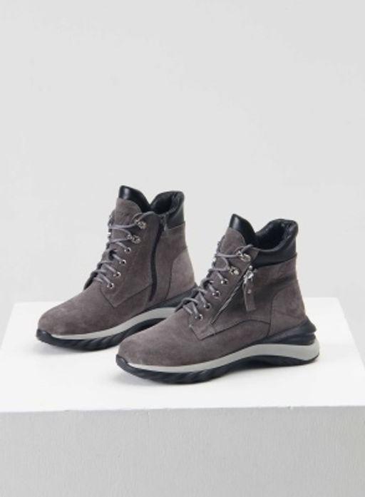 Ботинки 261.uno2bl. серый замок замша / Шерсть