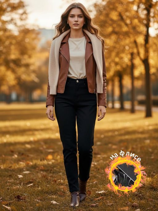 Джинсы МОМ на флисе