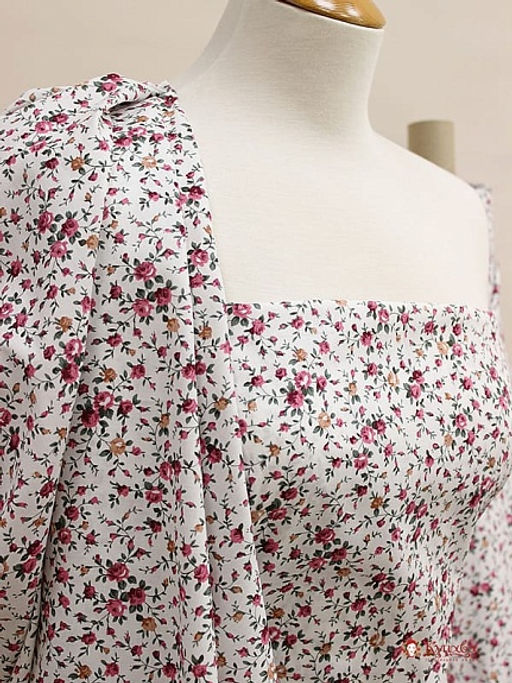 Импорт. хлопок "Мелкие розовые букеты на белом", ш.1.45м, хлопок-100%, 100гр/м.кв