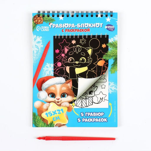 Блокнот гравюра - раскраска на новый год «Поверь в мечту», 10 листов