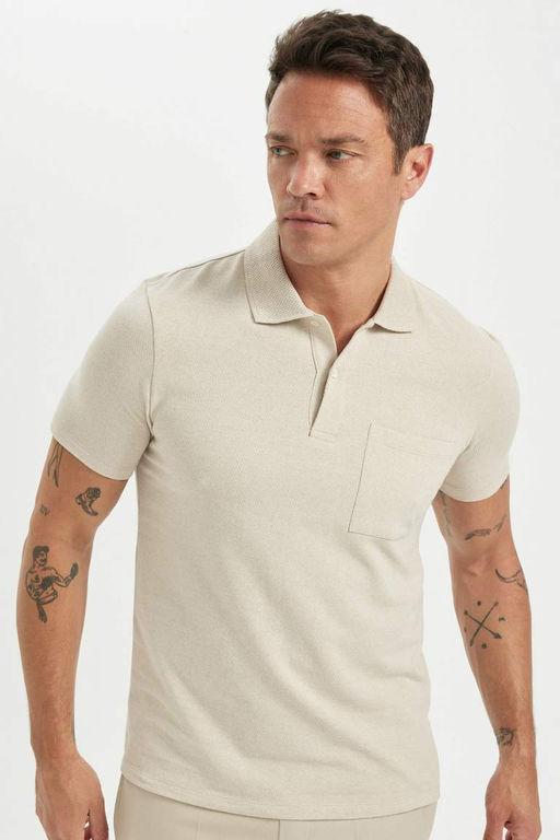 Slim Fit Dar Kesim Basic Duz K?sa Kollu Polo Tisort - Defacto фото 2