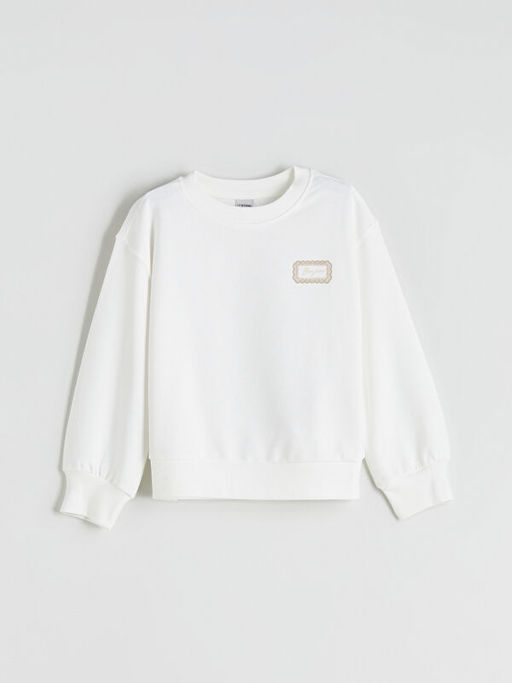 Bisiklet Yaka Bask?l? K?z ?ocuk Sweatshirt 2li