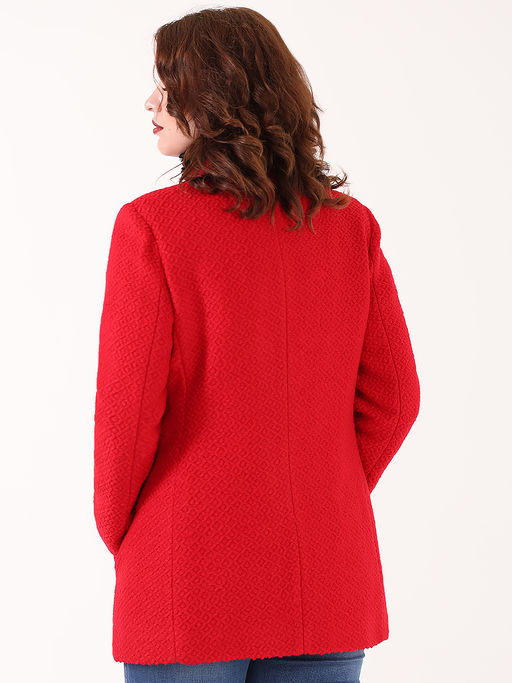 Полупальто с шарфом красного цвета с воротником стойка - Almond фото 7