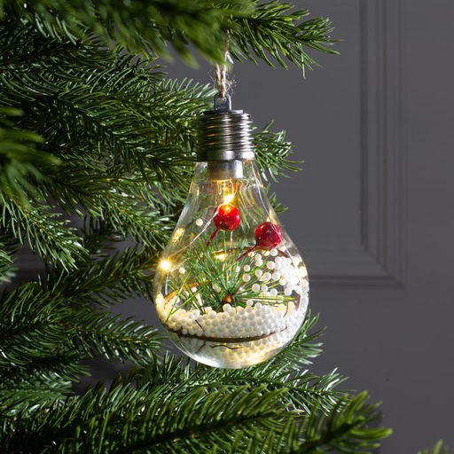 Ёлочный шар Еловая ветка, 5 LED, от батареек, свечение тёплое белое - Luazon lighting фото 6