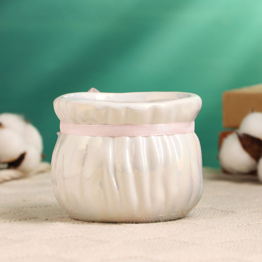 Кашпо "Мешочек Мартин" круглый, 9х9х7см, белый