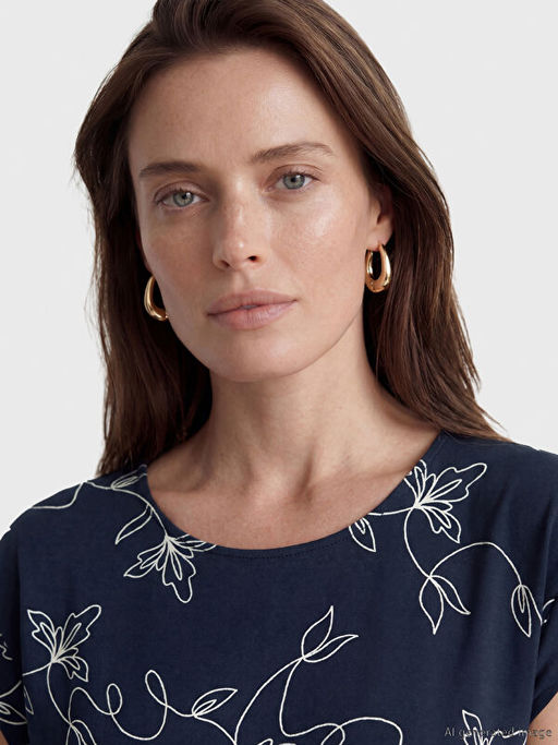 Bisiklet Yaka Desenli A Kesim Elbise