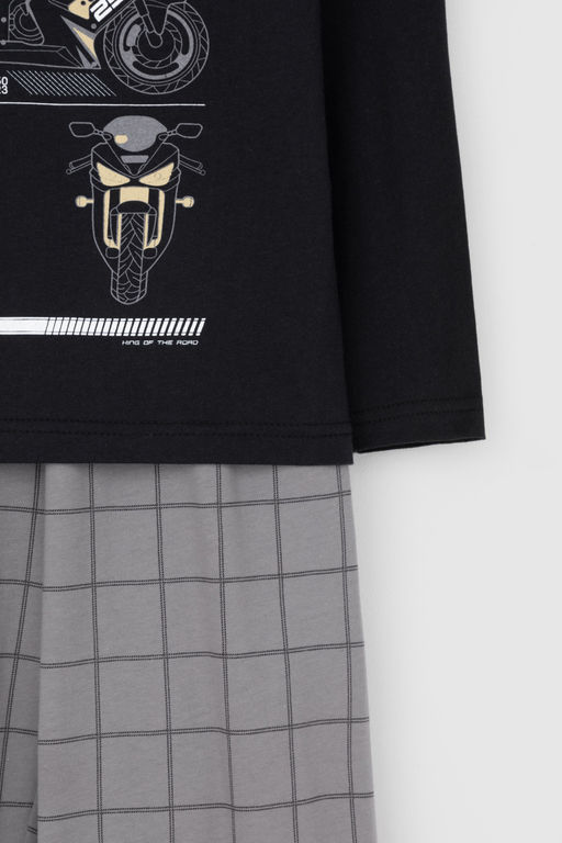 Crockid _ К 1600/черный,двойная клетка пижама дет  фото 3