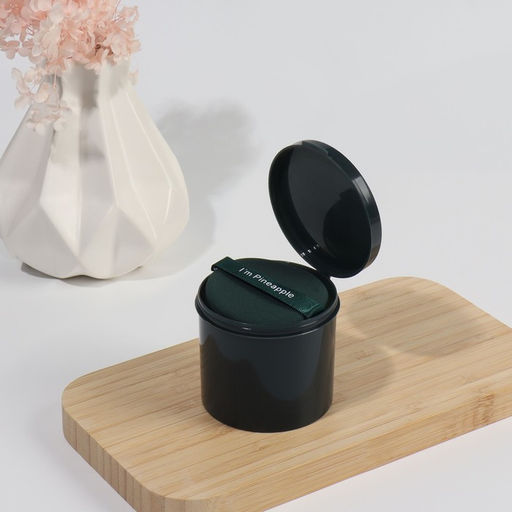 Спонжи для макияжа PINNEAPPLE, набор - 7 шт., d=5.5 см, с держателем, в футляре, цвет изумрудный