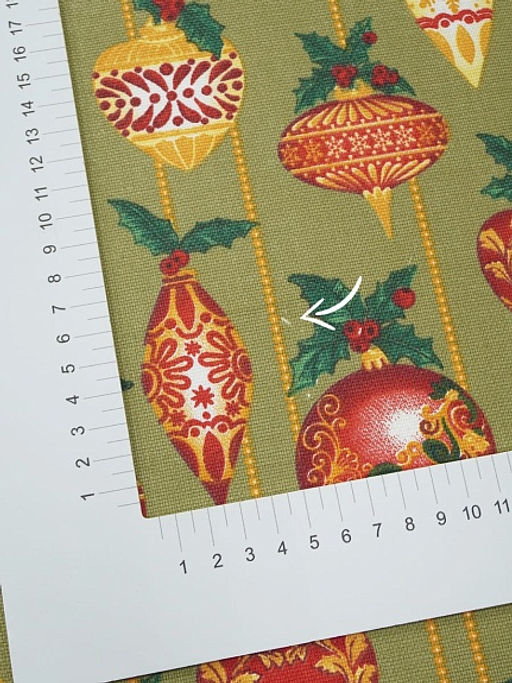Рогожка Рождественские игрушки цв.оливковый, ш.1.5м, хлопок-100%, 165гр/м.кв - Купава фото 7
