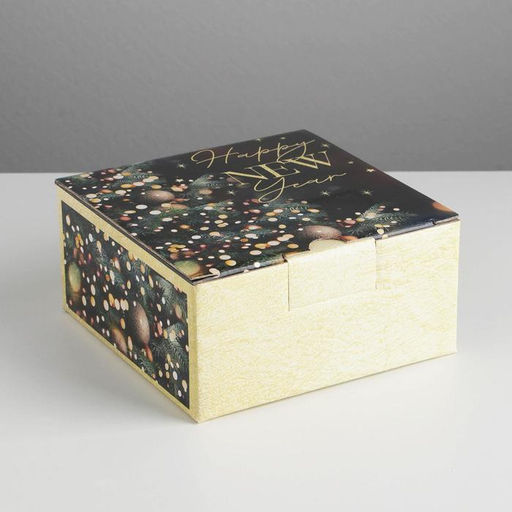 Цена за 2 шт. Коробка подарочная новогодняя складная Present, 15×15×7 см, Новый год