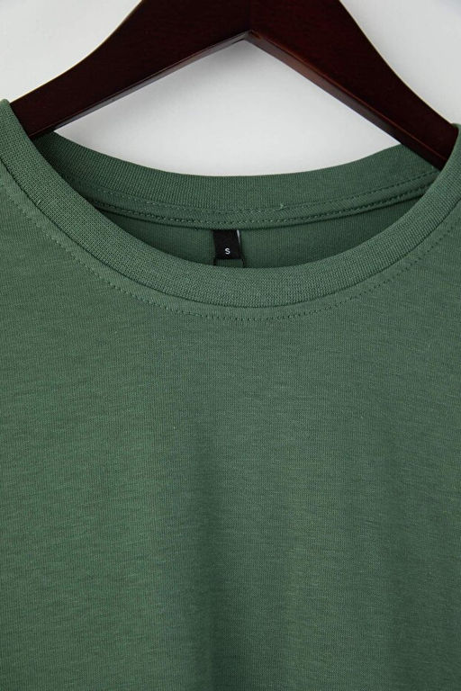 Siyah-Ye_il 2li Paket %100 Pamuk Uzun Kol Regular/Normal Kesim T-Shirt TMNAW24TS00001 - Trendyolmilla фото 2