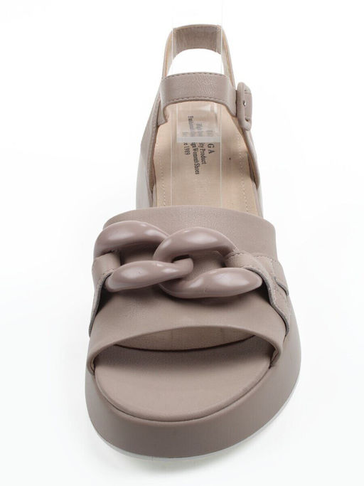 08-XL693-3 GRAY/BEIGE Босоножки женские (натуральная кожа)