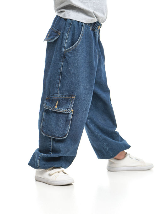 Джинсы карго 33-7655 синий - Mini maxi фото 23