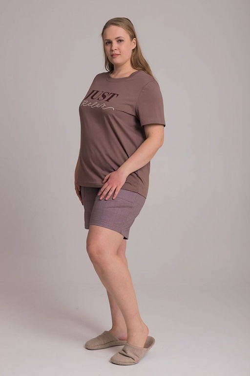 Пижама футболка и шорты М325294Пк коричневый - Елена фото 2