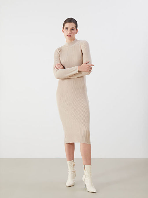 Yar?m Bal?k?? Yaka Triko Elbise