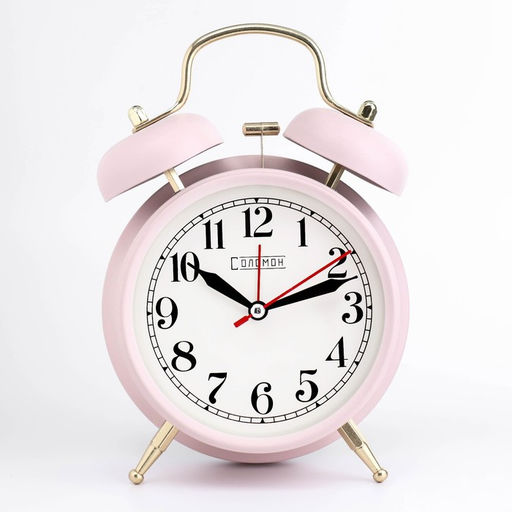 Будильник «Пеннант», дискретный ход, d=9 см, 17×11 см, от батарейки АА, розовый