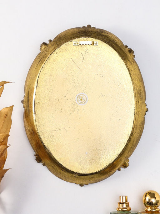 Панно настенное полистоун Ангел с венком из роз, под золото, 21.5?4?27 см