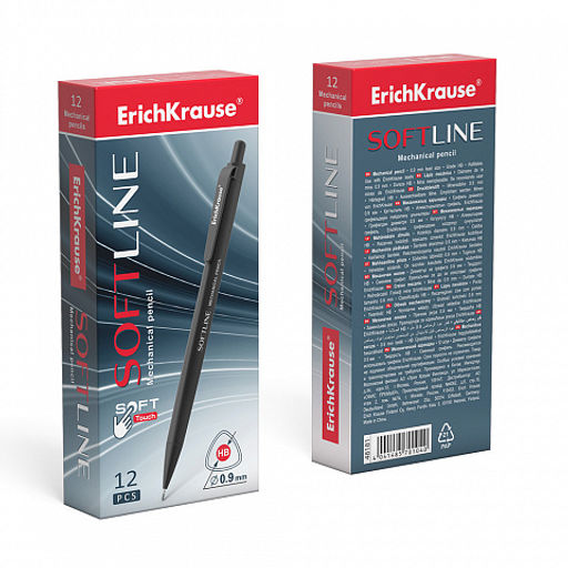 Цена за 12 шт. Карандаш механический ErichKrause SoftLine 0.9 мм, НВ (в коробке по 12 шт.)  фото 3