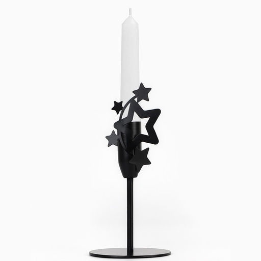 Подсвечник новогодний «Звезды», чёрный, 7.4×15.3 см, d= под свечу 2.2 см