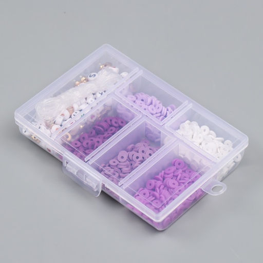 Бусины в шкатулке «Фиолетовые», нить 0.8 мм 5 м 12×8.4×2.2 см