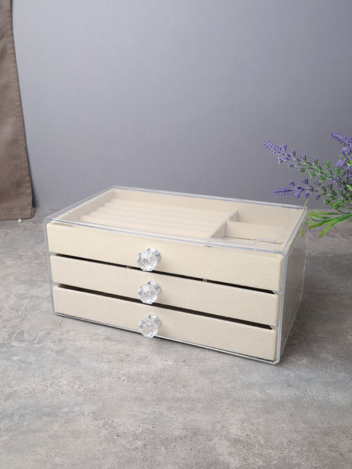 Шкатулка акриловая трехслойная бежевая 23,5х15,5х10,8 см / XY2844-D /уп 30/ - Галеонтрейд фото 2