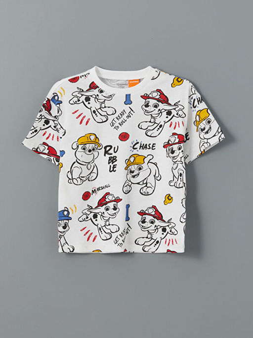 Bisiklet Yaka Paw Patrol Bask?l? Erkek Bebek Ti??rt