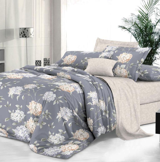 Наволочка 40*40 см, сатин "Престиж", на клапане (Гортензии (основа))