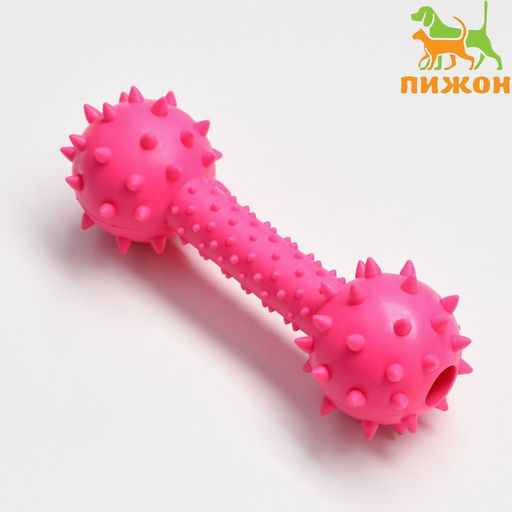 Игрушка жевательная Грозная гантель, 15 х 5 см, розовая
