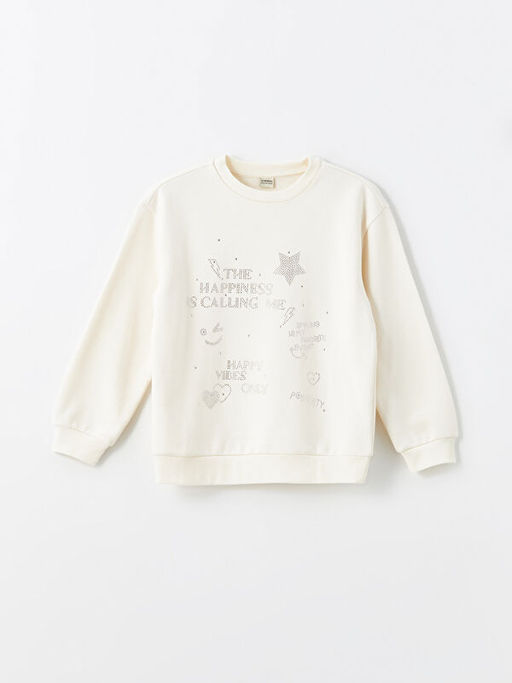Bisiklet Yaka K?z ?ocuk Kal?n Sweatshirt