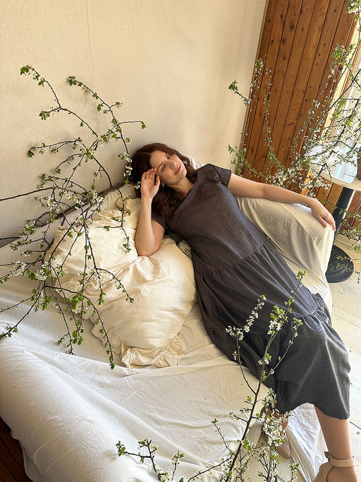 Платье длинное летнее с воланами - Almond фото 12