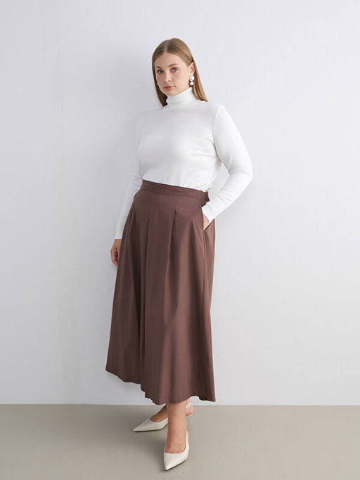 Beli Lastikli Poplin Pileli Etek