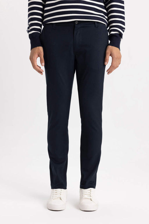 Брюки-чиносы узкого кроя из габардина и парусины - Defacto фото 4