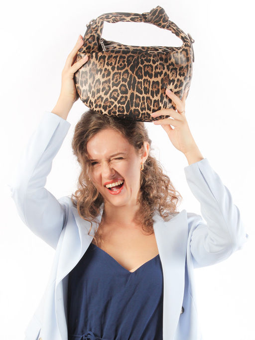 LACCOMA сумка Офелия-HL040-леопард темно коричневый эко кожа хлопок