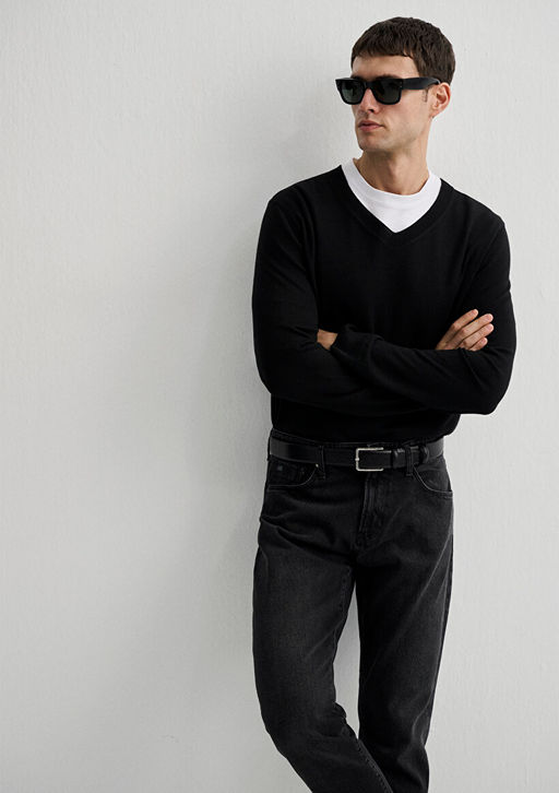 V Yaka Siyah Kazak - Mavi фото 3