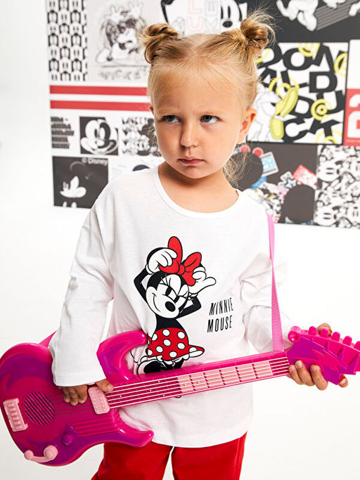 Bisiklet Yaka Uzun Kollu Minnie Mouse Bask?l? K?z Bebek Pijama Tak?m - Waikiki фото 2