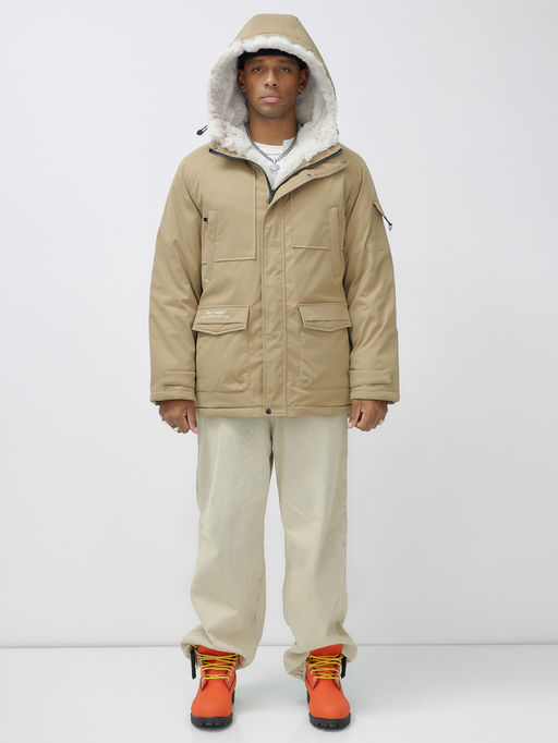 Парка мужская зимняя удлиненная с мехом хаки цвета 8751G - Mtforce фото 6