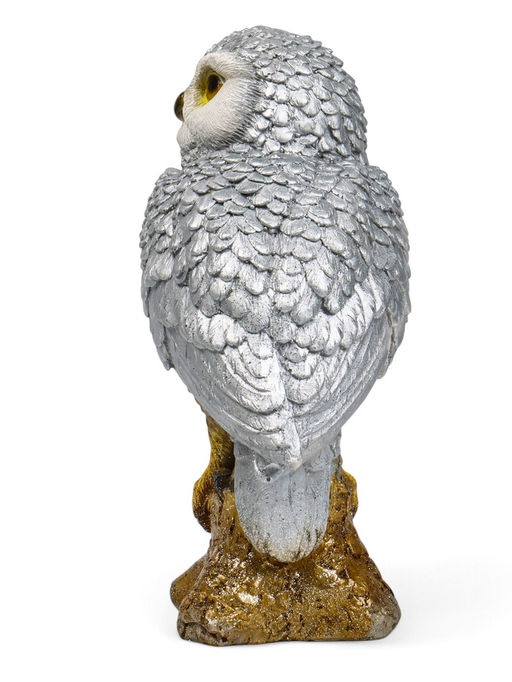 Фигурка полистоун «Сова на коряге», серебро, 9×12×19 см