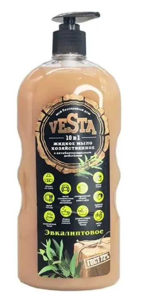 Vesta Универс. жидкое-мыло хозяйственное "Эвкалиптовое ГОСТ 72%" (680мл).12