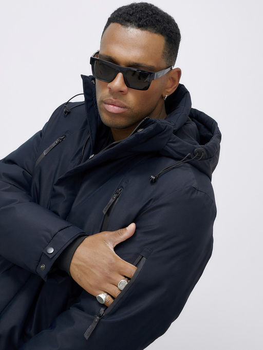 Парка мужская зимняя удлиненная темно-синего цвета 8385TS