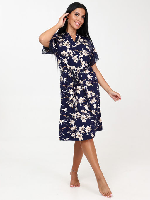 95-Х ХАЛАТ ЖЕНСКИЙ (Нарцисс на синем) - А-дина фото 3