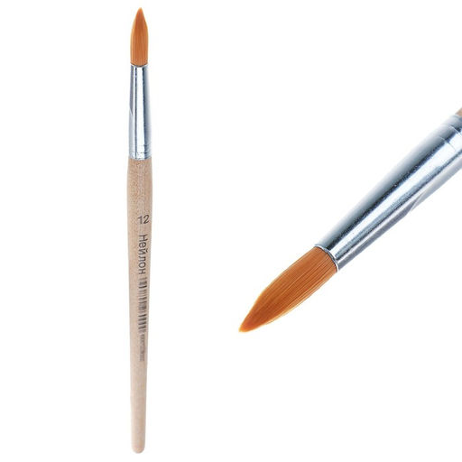 Цена за 10 шт. Кисть для рисования, нейлон, № 12, круглая, деревянная ручка, международный размер