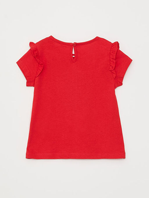 Bisiklet Yaka K?sa Kollu Bask?l? K?z Bebek Ti??rt - Waikiki фото 2