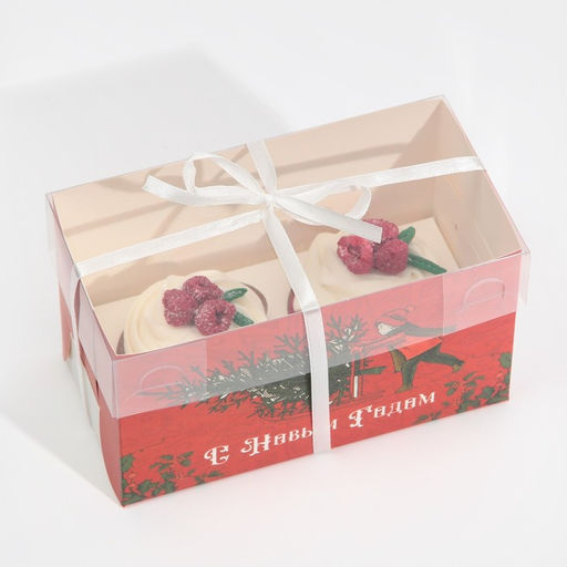 Цена за 5 шт. Коробка для капкейка «С Новым годом», 16×8×10 см