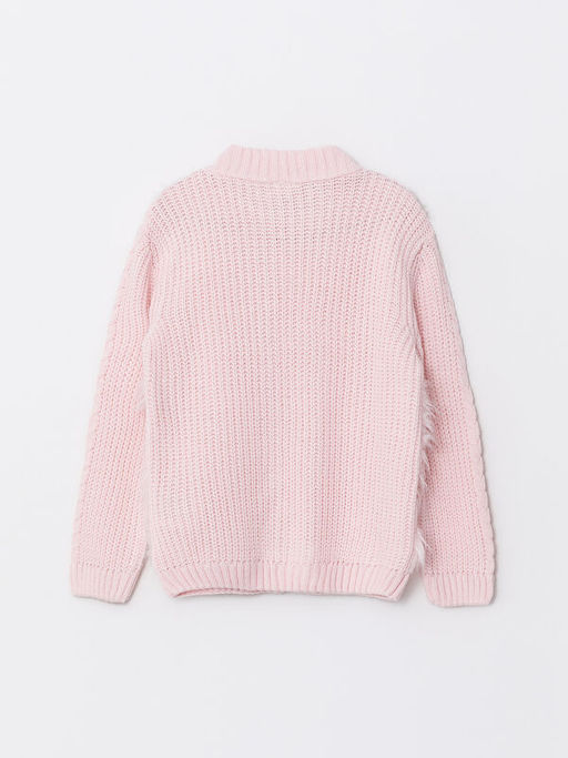 Bisiklet Yaka Pel?? Detayl? Uzun Kollu K?z ?ocuk Triko H?rka - Waikiki фото 2