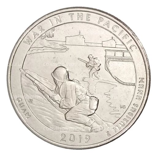 25 центов (1/4 доллара) 2019 года P США Национальные парки  №48 Национальный монумент воинской доблести в Тихом океане